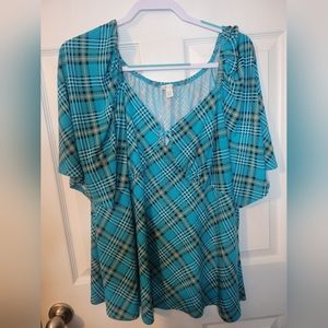 Cato Blouse Top Short Sleeve Women's Plus 18 20 Blue Workwear Professional Offic